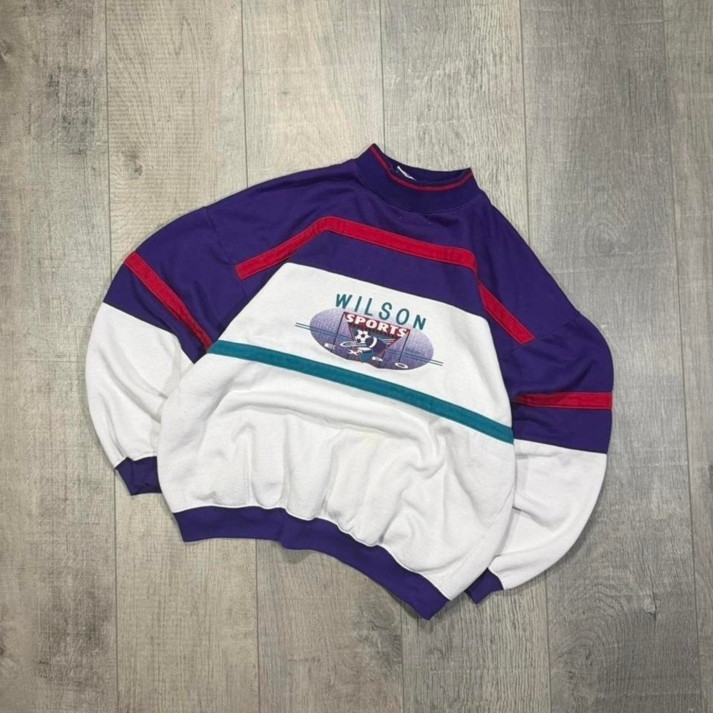 Vintage 90s multicolor Wilson sports sportswear crewneck sweatshirt Size XL
